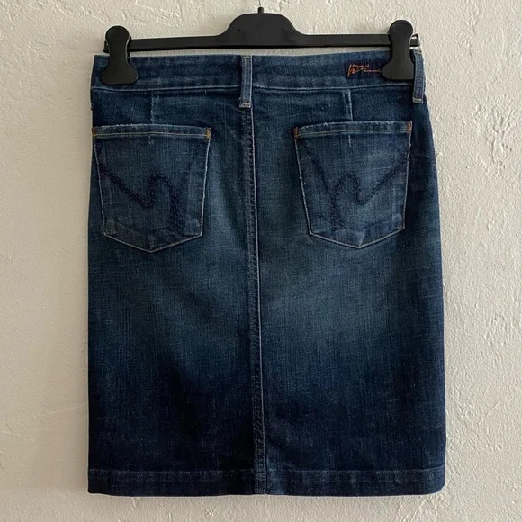 CITIZENS OF HUMANITY SOPHIA BLUE DENIM KNEE LENGTH JEAN PENCIL SKIRT SIZE 26 - Picture 5 of 12